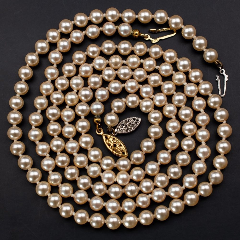 Layered pearl retro necklace set, elegant multi row pearl necklace